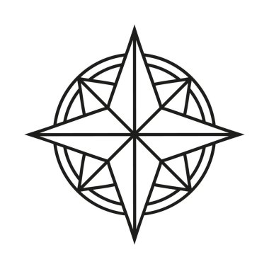 Klasik rüzgar sembolü, basit düz siluet simgesi. Vektör illüstrasyonu beyaz arkaplanda izole edildi