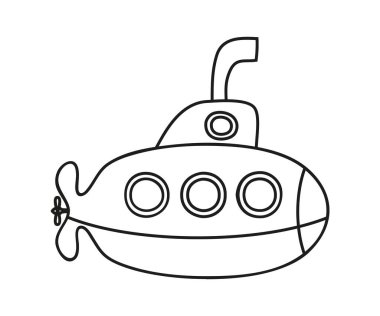 Denizaltı simgesi, düz siluet simgesi. Vektör illüstrasyonu beyaz arkaplanda izole edildi