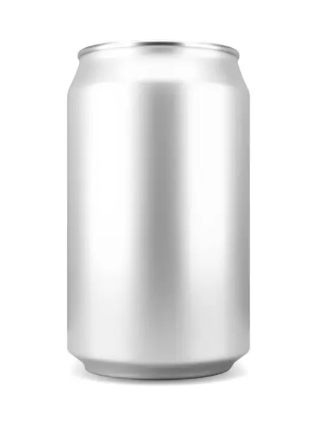 Realistic Silver Colored Aluminum Soft Drink Beer Can Isolated White — Stock Vector