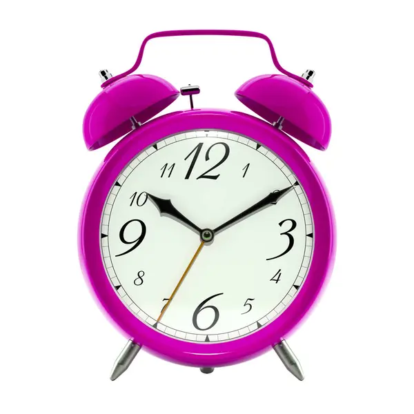 Jam Alarm Gaya Klasik Warna Merah Muda Panas Jam Dengan — Stok Foto