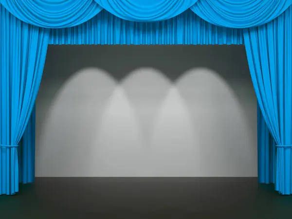 Роскошная Шелковая Сцена Оконные Шторы Дизайн Интерьера Ожидание Шоу Конец — стоковое фото