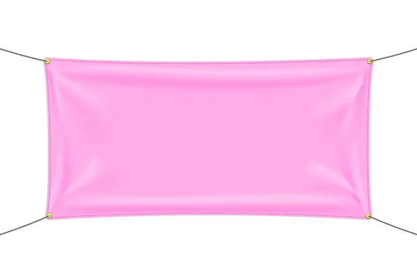 Розовый Тканевый Баннер Складками Прозрачной Тенью Изолирован Белом Фоне Бланк — стоковый вектор
