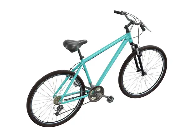 Bicicleta Azul Teal Vista Traseira Superior Sela Couro Preto Alças — Fotografia de Stock