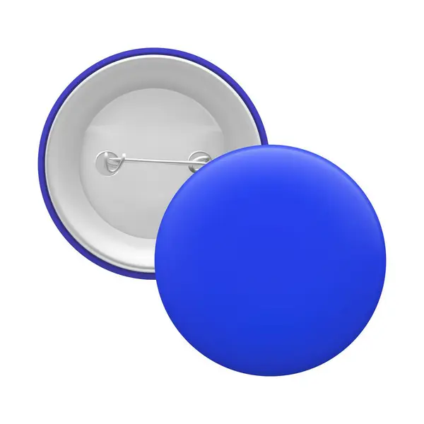 Pin Bulat Biru Kosong Templat Lencana Kosong Depan Dan Belakang - Stok Vektor