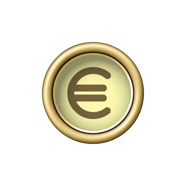 ユーロの象徴 通貨記号 白の背景に隔離されたヴィンテージゴールデンタイプライターボタン スクラップブッキング ステッカー ウェブサイト シンボル アイコンのグラフィックデザイン要素 ベクターイラスト — ストックベクタ