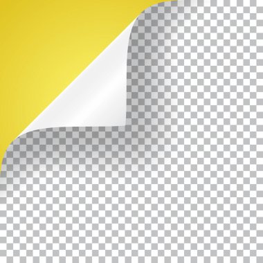 Kağıt kağıdın kıvrımlı köşesi, şeffaf gölgeli gerçekçi vektör çizimi.