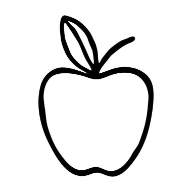 Elle çizilmiş elma karalaması. Renkli basit taslak çizimi. Vektör illüstrasyonu beyaz arkaplanda izole edildi.