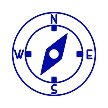 Pusula yön bulma sembolü, basit biçim taslağı siluet simgesi. Vektör illüstrasyonu beyaz arkaplanda izole edildi