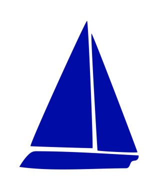 Yelkenli sembolü, basit düz siluet simgesi. Vektör illüstrasyonu beyaz arkaplanda izole edildi