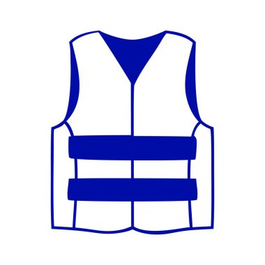 Güvenlik yeleği sembolü, basit düz siluet simgesi. Vektör illüstrasyonu beyaz arkaplanda izole edildi