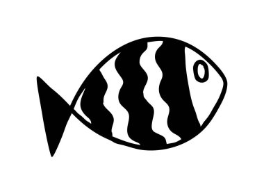 İnce çizgili şirin balık eli, beyaz arka planda izole edilmiş. Vektör illüstrasyonu