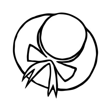 Yaz şapkası beyaz arka planda mürekkep fırçasıyla boyanmış. Vektör illüstrasyonu