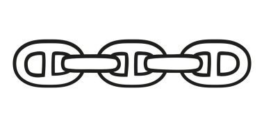 Zincir sembolü, basit bir taslak siluet simgesi. Vektör illüstrasyonu beyaz arkaplanda izole edildi