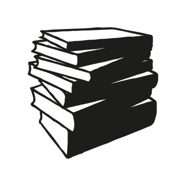 Doodle kitapları yığın ikonu. Beyaz arkaplanda el çizimi kitap, günlük ya da defter sembolü var. Vektör illüstrasyonu