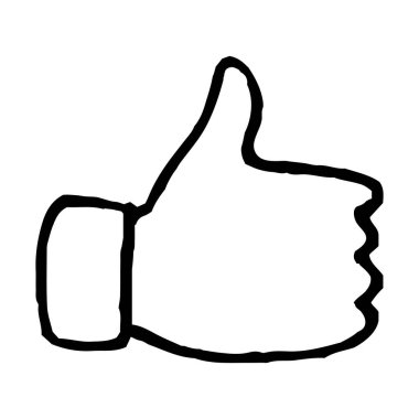 Baş parmak yukarı. El yapımı jest sembolü. Çizgi sanatı grafik tasarım elemanı. Başarı, barış yanlısı, politik konum kavramı. Vektör illüstrasyonu