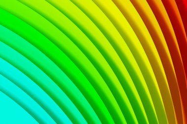 Renkli dalgalı çizgileri ve gökkuşağı renkleriyle soyut bir arkaplan. 3B resimleme arkaplanı