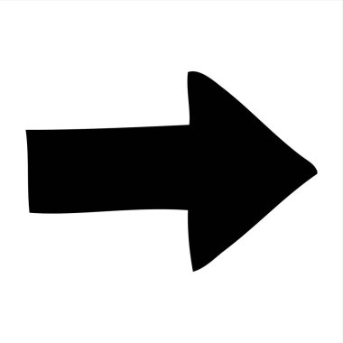 İnce çizgilerle çizilmiş ok sembolü el karala. Grafik tasarım ögesi beyaz arkaplanda izole edildi. Vektör illüstrasyonu