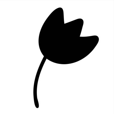 Beyaz arka planda izole edilmiş siyah çizgili çiçek karalama eli. Düğün davetiyesi için grafiksel tasarım unsuru, doğum günü kartı, bebek partisi, Sevgililer Günü, hatıra defteri. Vektör illüstrasyonu