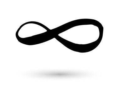 Mürekkep fırçasıyla çizilmiş sonsuzluk sembolü el. İnce çizgi karalama ikonu. Modern doodle grunge taslağı. Döngü, sonsuz, hayat konsepti. Kart, logo ve dövme için grafik tasarım öğesi. Vektör illüstrasyonu