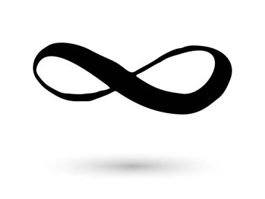 Mürekkep fırçasıyla çizilmiş sonsuzluk sembolü el. İnce çizgi karalama ikonu. Modern doodle grunge taslağı. Döngü, sonsuz, hayat konsepti. Kart, logo ve dövme için grafik tasarım öğesi. Vektör illüstrasyonu