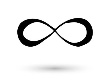 Mürekkep fırçasıyla çizilmiş sonsuzluk sembolü el. İnce çizgi karalama ikonu. Modern doodle grunge taslağı. Döngü, sonsuz, hayat konsepti. Kart, logo ve dövme için grafik tasarım öğesi. Vektör illüstrasyonu