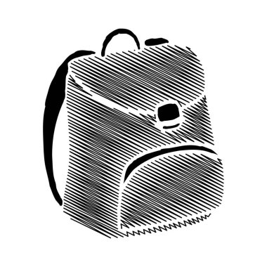 Çanta ikonu. Beyaz arka planda el çizimi çanta sembolü izole. Vektör illüstrasyonu