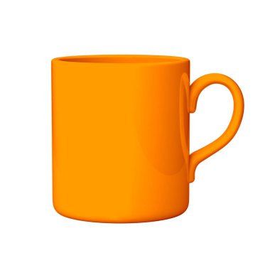 Orange coffee or tea mug, 3D illustration isolated on white background