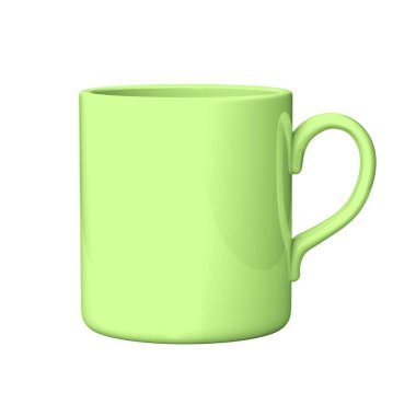 Green coffee or tea mug, 3D illustration isolated on white background
