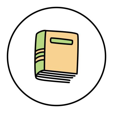 Karalama kitabı simgesi, modern minimalist tarzda çizilmiş. Bilgi ve eğitim sembolü beyaz arka planda izole edilmiş. Vektör illüstrasyonu