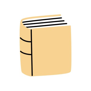 Karalama kitabı simgesi, modern minimalist tarzda çizilmiş. Bilgi ve eğitim sembolü beyaz arka planda izole edilmiş. Vektör illüstrasyonu