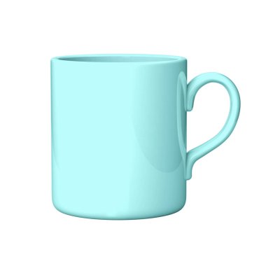 Blue coffee or tea mug, 3D illustration isolated on white background