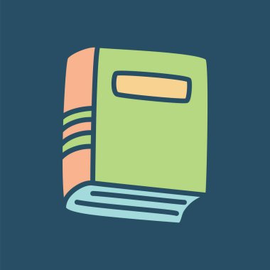 Karalama kitabı simgesi, modern minimalist tarzda çizilmiş. Karanlık arka planda bilgi ve eğitim sembolü. Vektör illüstrasyonu