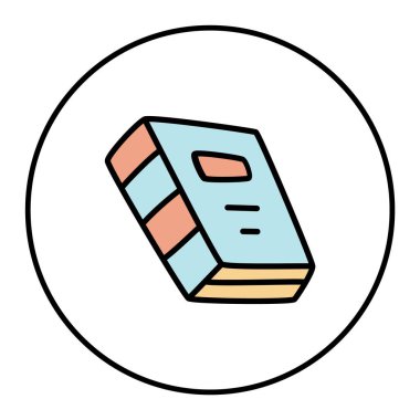 Karalama kitabı simgesi, modern minimalist tarzda çizilmiş. Bilgi ve eğitim sembolü beyaz arka planda izole edilmiş. Vektör illüstrasyonu