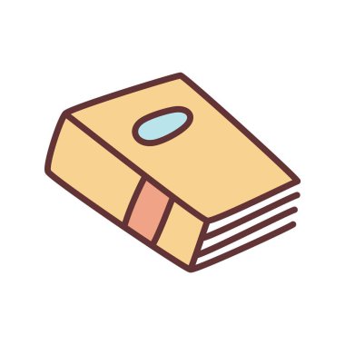 Karalama kitabı simgesi, modern minimalist tarzda çizilmiş. Bilgi ve eğitim sembolü beyaz arka planda izole edilmiş. Vektör illüstrasyonu