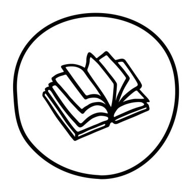 Kalemle elle çizilmiş karalama kitabı simgesi. Bilgi ve eğitim sembolü grunge freehand stiliyle çizilmiş. Vektör illüstrasyonu beyaz arkaplanda izole edildi