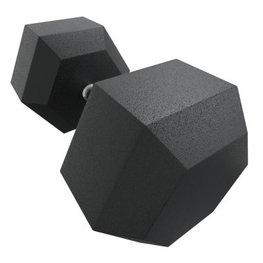 Boş Hex Dumbbell, halter spor aletleri geniş açı görüşlü, beyaz arka planda izole edilmiş. 3B illüstrasyon