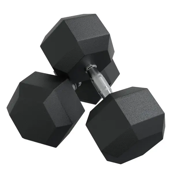 Stock image Blank Two Hex Dumbbells, weightlifting gym equipment, isolated on white background. 3D illustration