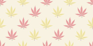 Geometrik yaprak desenli kusursuz marihuana geçmişi. Vektör illüstrasyonu