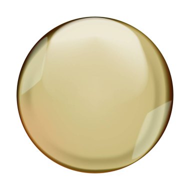 Kahverengi şeffaf yuvarlak baloncuk ya da küre, beyaz arka planda izole edilmiş parlaklıklar, gölgeler ve şeffaflık. Vektör illüstrasyonu