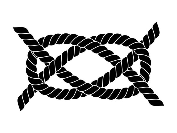 Морской узел моряка. Знак бесконечности морской верёвки. Завязываю узел. Графический элемент дизайна для свадебных приглашений, детского душа, открытки на день рождения, скрапбукинга, логотипа и т.д..