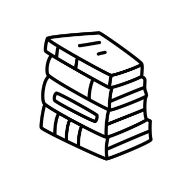 Çizgi sanatı tarzında ince çizgili karalama kitabı ikonu. Bilgi sembolü beyaz arkaplanda izole edilmiş. Vektör illüstrasyonu