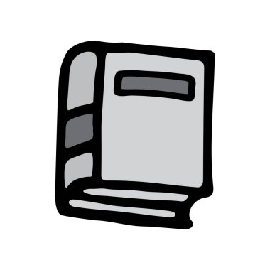 Mürekkep kalemle çizilmiş karalama kitabı simgesi. Bilgi ve eğitim sembolü grunge freehand stiliyle çizilmiş. Vektör illüstrasyonu beyaz arkaplanda izole edildi