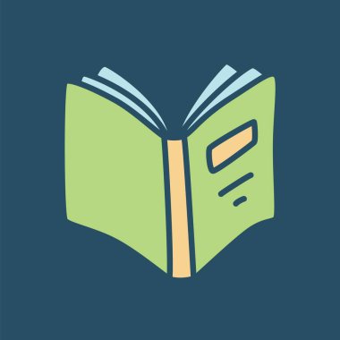 Karalama kitabı simgesi, modern minimalist tarzda çizilmiş. Karanlık arka planda bilgi ve eğitim sembolü. Vektör illüstrasyonu