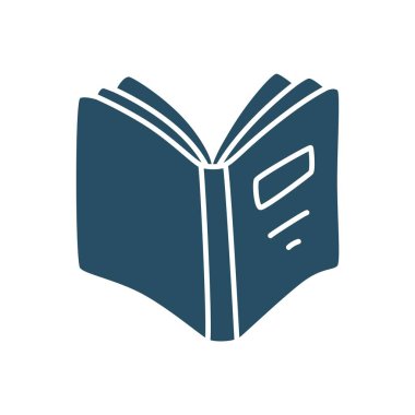 Karalama kitabı simgesi, modern minimalist tarzda çizilmiş. Bilgi ve eğitim sembolü beyaz arka planda izole edilmiş. Vektör illüstrasyonu