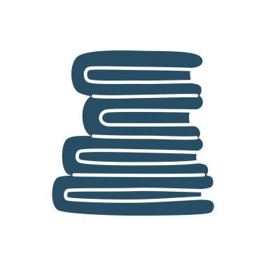 Modern minimalist tarzda çizilmiş karalama kitap yığını el resmi. Bilgi ve eğitim sembolü beyaz arka planda izole edilmiş. Vektör illüstrasyonu