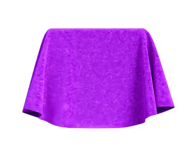 Beyaz arka planda izole edilmiş, kadife kumaşla kaplı bir kutu. Gizli nesneyi ortaya çıkar. Sürpriz, ödül, ödül, sunum konsepti.