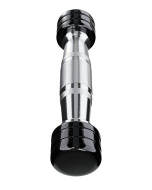 Boş Round Dumbbell, beyaz arka planda izole edilmiş krom halter spor aletleri üst görünümü. 3B illüstrasyon