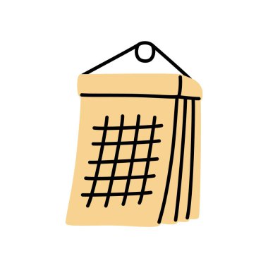 Doodle takvim çizelgesi simgesi veya logosu, ince siyah çizgili el çizimi. Beyaz arka planda izole edilmiş. Vektör illüstrasyonu