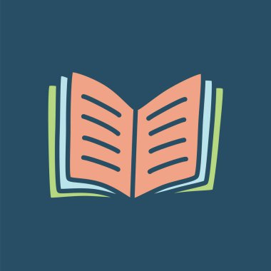 Karalama kitabı simgesi, modern minimalist tarzda çizilmiş. Karanlık arka planda bilgi ve eğitim sembolü. Vektör illüstrasyonu