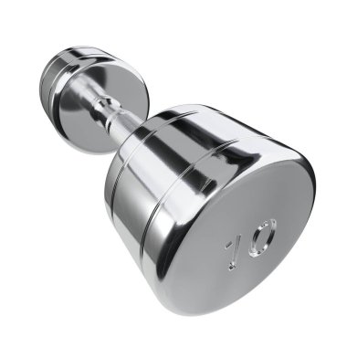 10 numaralı yuvarlak Chrome Dumbbell, halter spor aletleri geniş açılı, beyaz arka planda izole edilmiş. 3B illüstrasyon